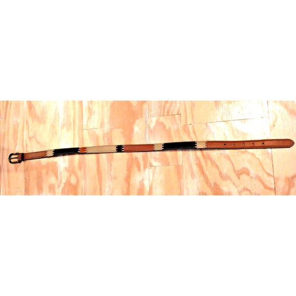 Dockers 1266 Women's Belt Multicolor M Patchwork Full Grain Leather Buckle Flaws - Picture 1 of 6